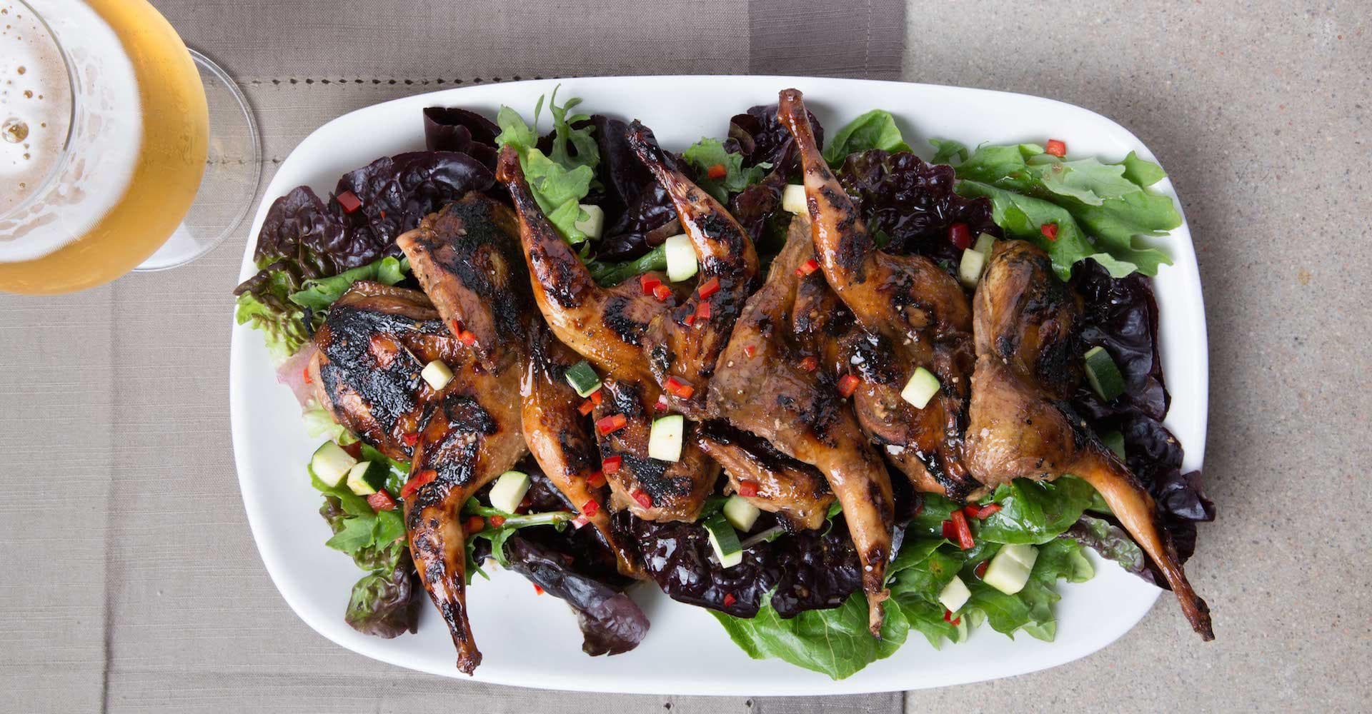 Cooking with Beer: Molasses-Porter Quail and Greens with Maibock Vinaigrette