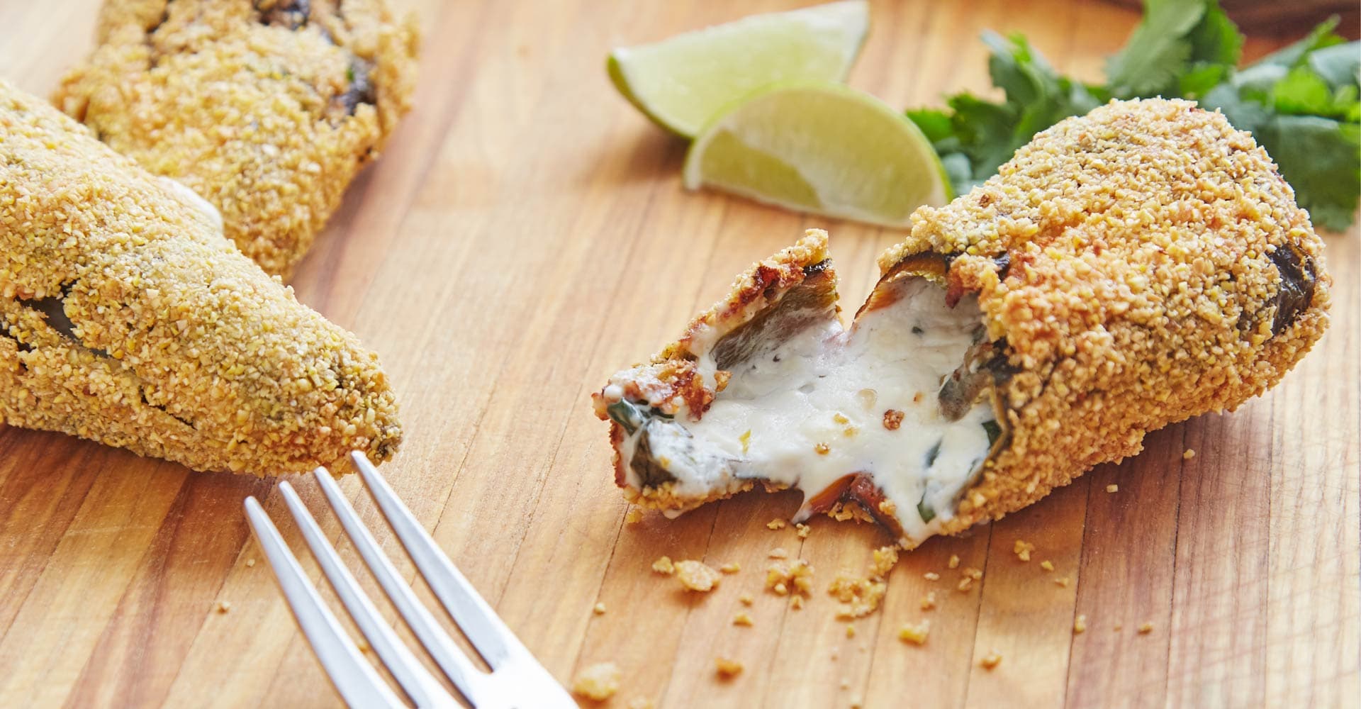 Sour Beer Goat Cheese Chile Rellenos