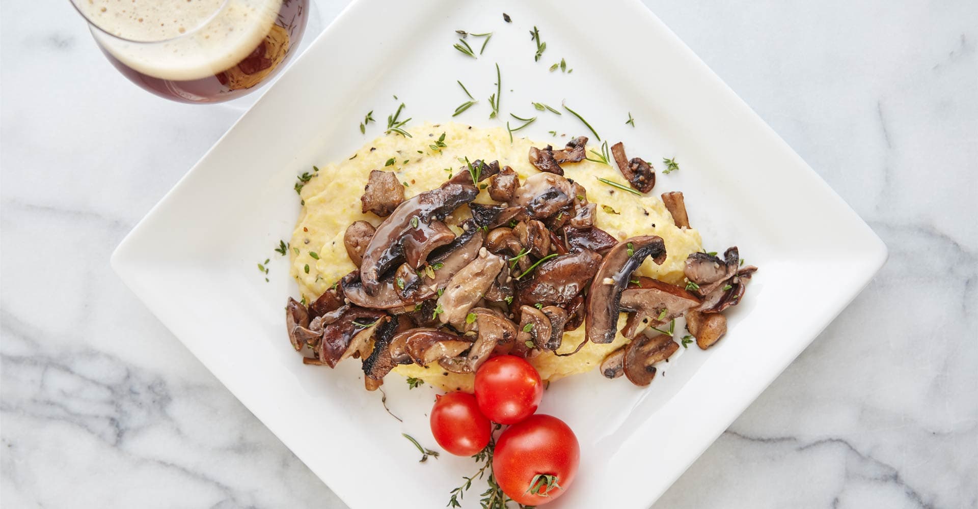 Beer-Braised Mushrooms with Herbed Polenta Recipe
