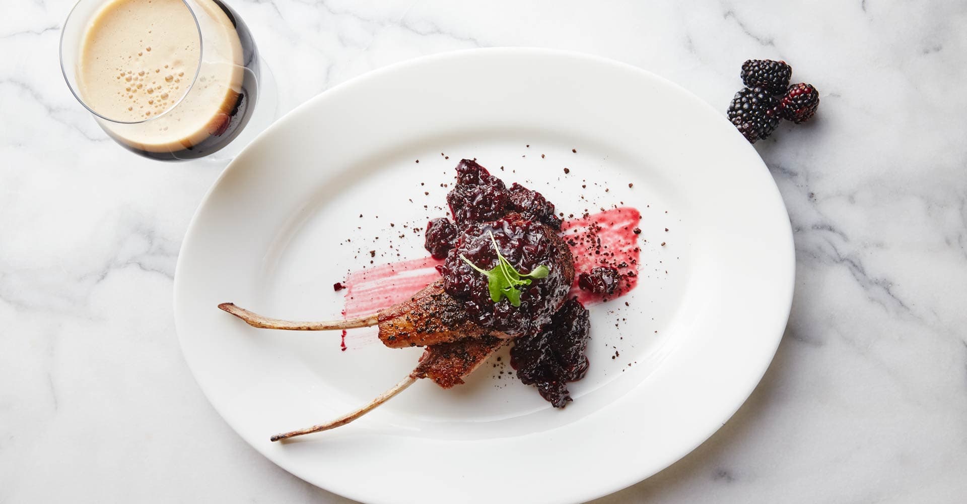 Espresso-Encrusted Lamb with Stout Blackberry Chutney Recipe
