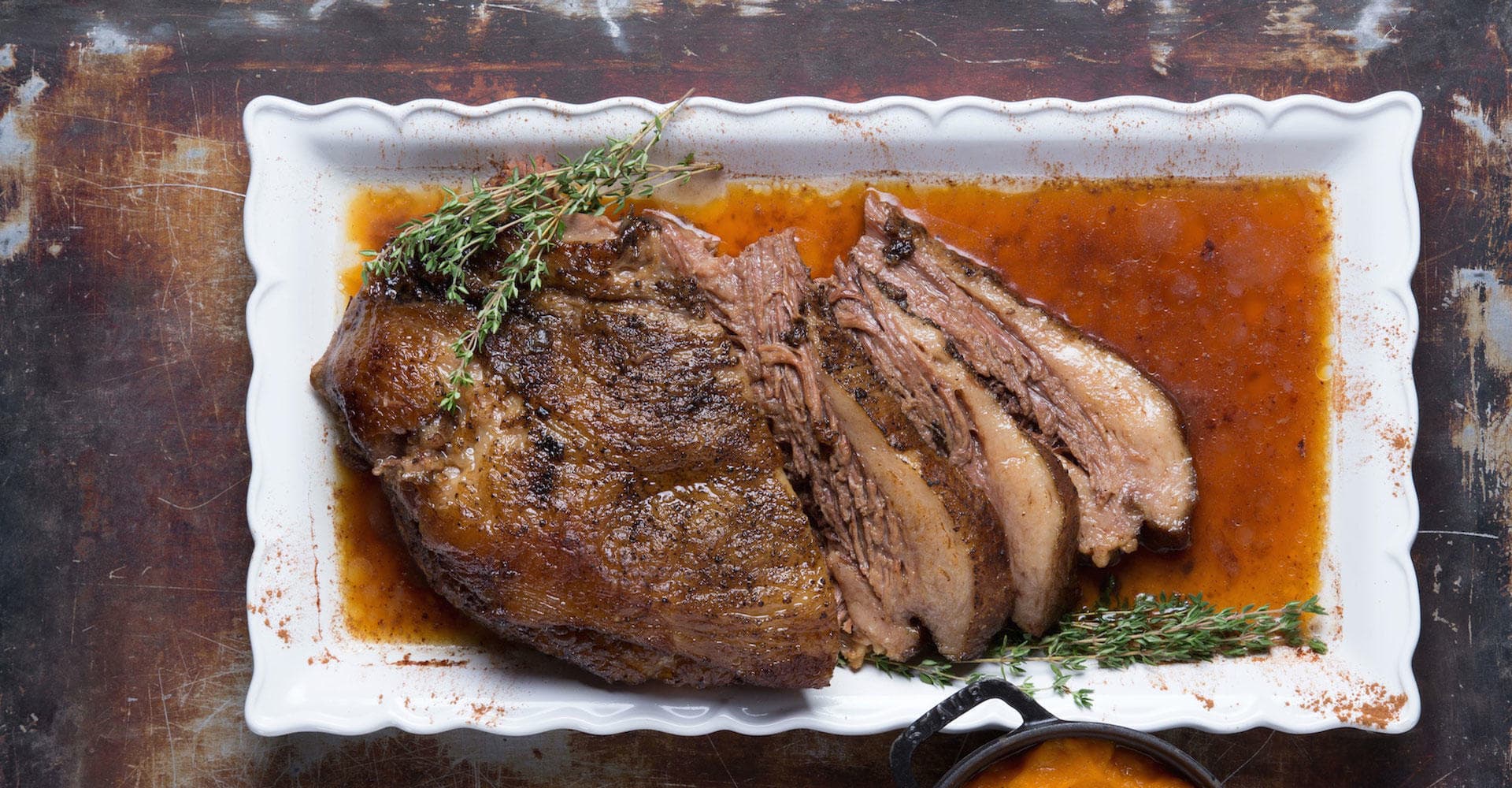 Porter-Brined Brisket with Cinnamon Truffle Squash Puree Recipe
