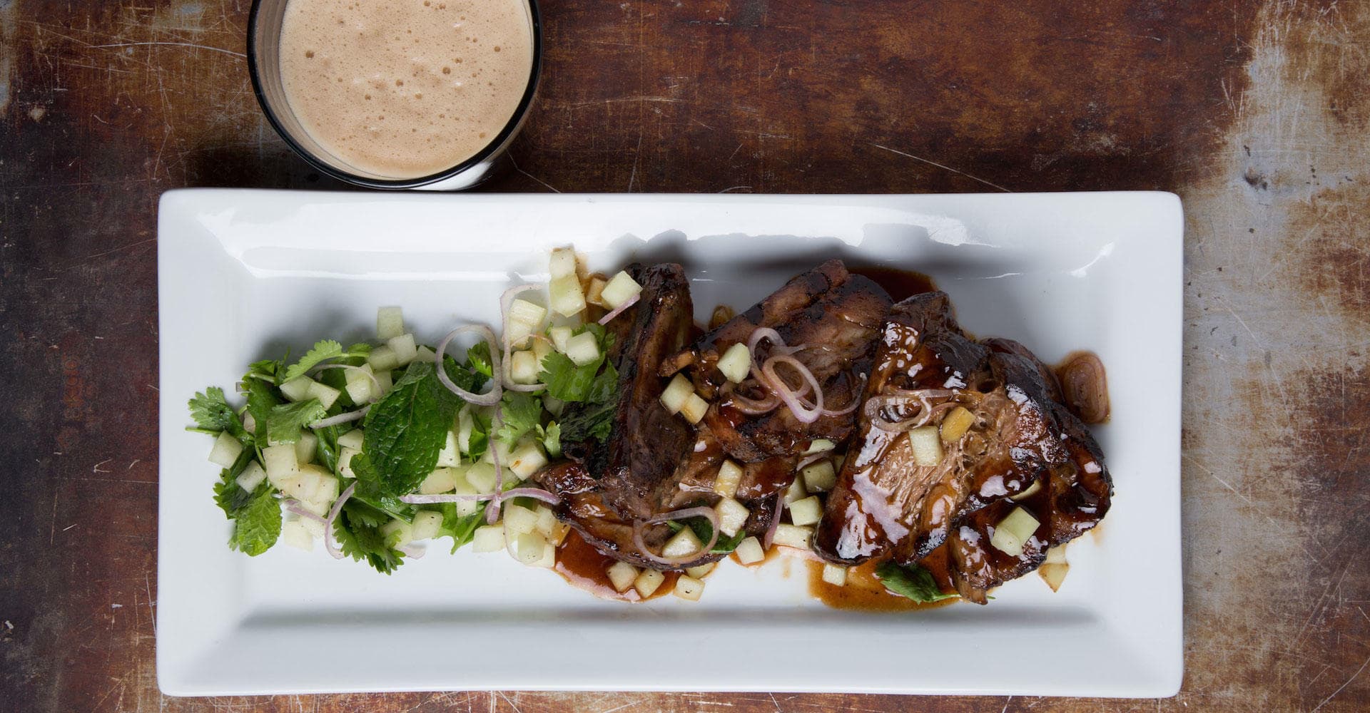 Pork Ribs with Beer Caramel and Winter Melon Pickle Recipe