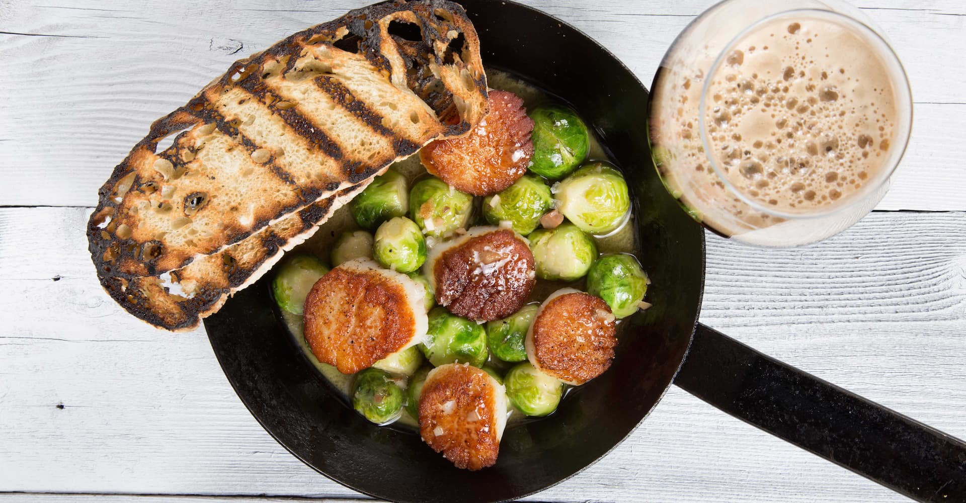 Scallops and Brussels in a Smoky Mussel Märzen Broth Recipe