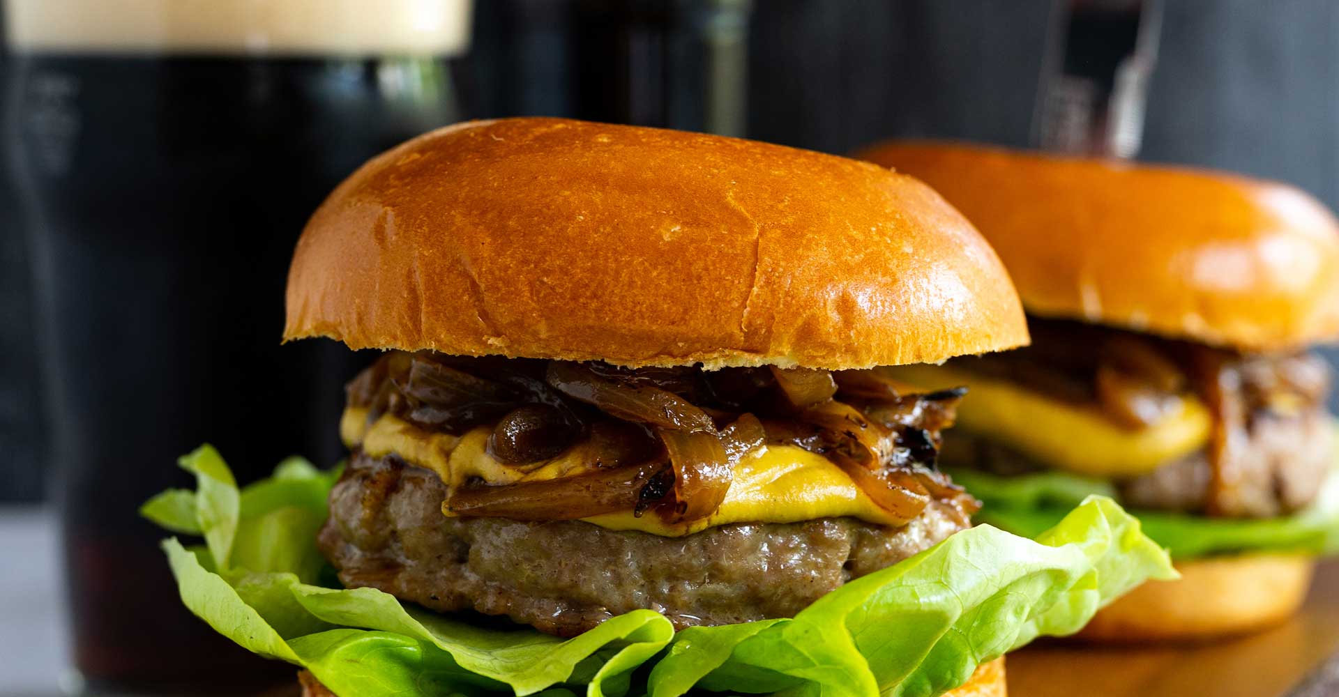 Cooking with Beer: Bratwurst Burger with Ale-Braised Onions & Spicy Mustard