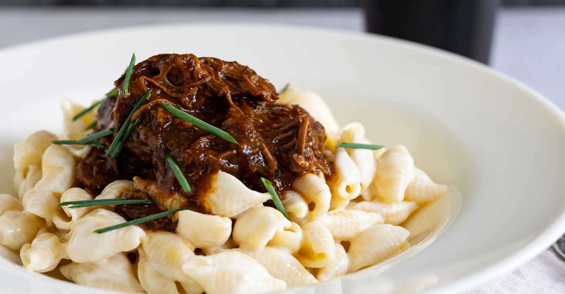 Cooking with Beer: Aged Cheddar Mac & Cheese with Stout-Braised Short Ribs
