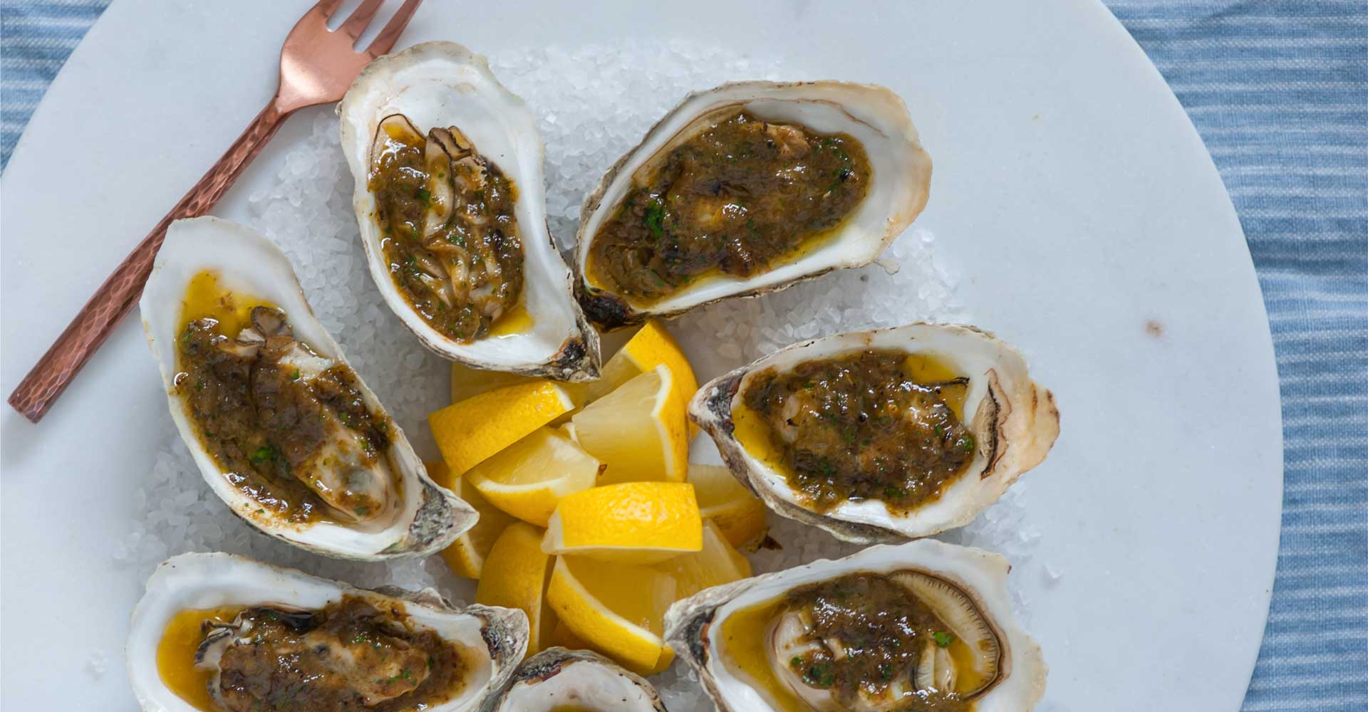Grilled Oysters with Green Chile Butter Recipe