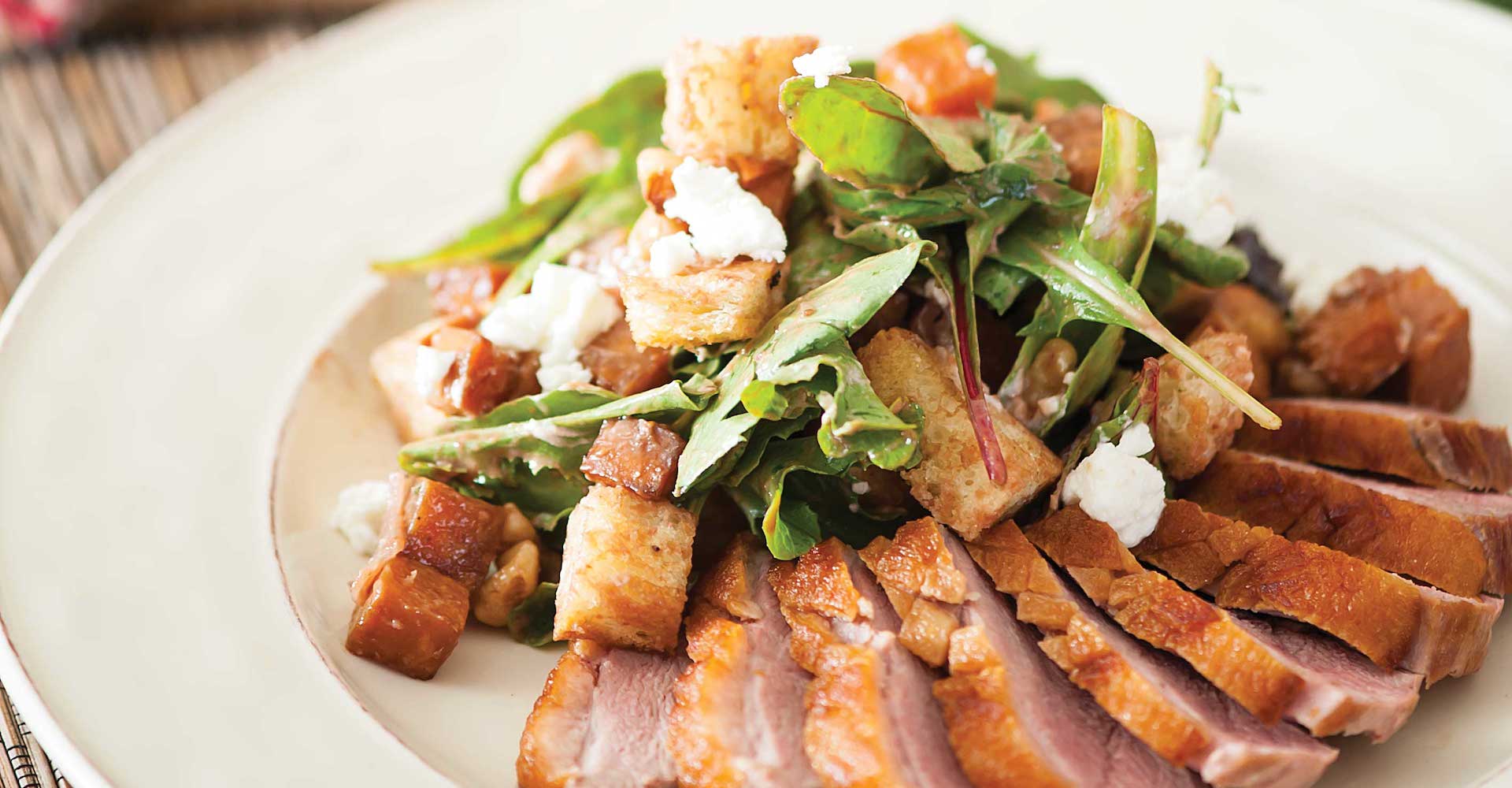 Seared Duck Breast with Caramelized Sweet-Potato Panzanella Recipe