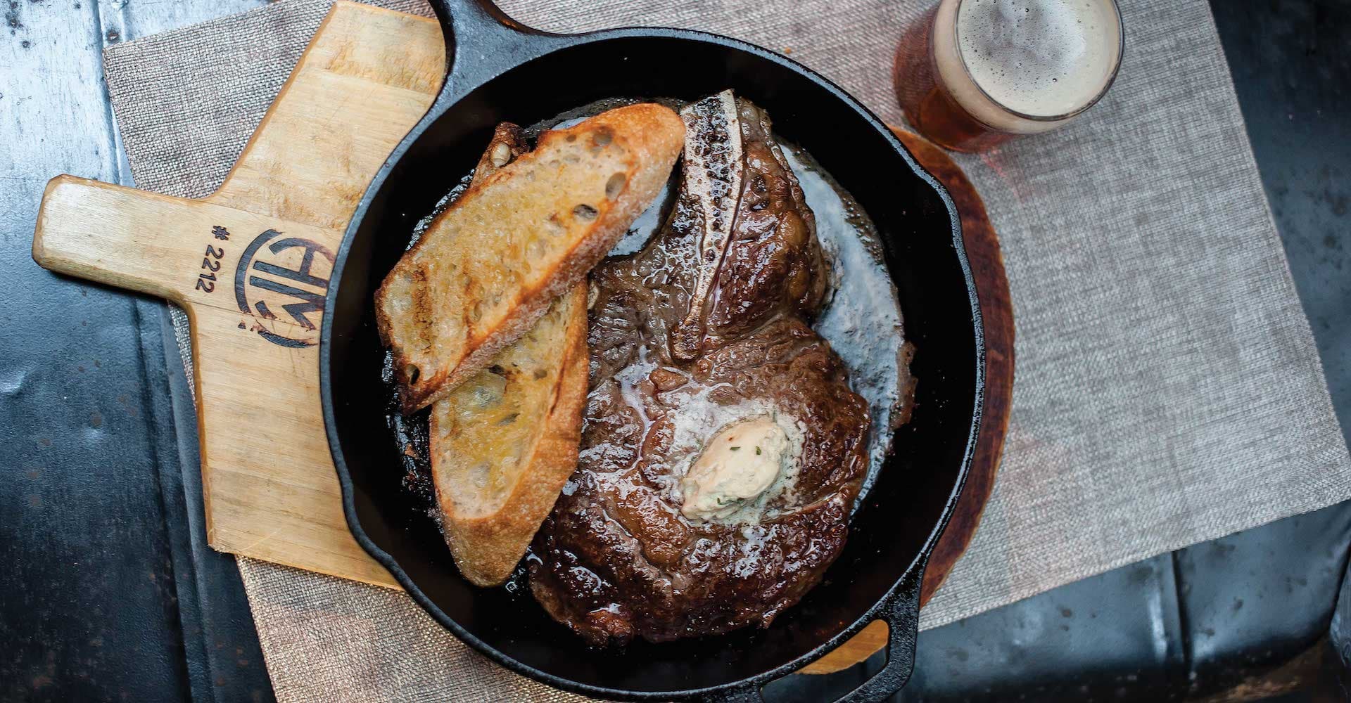 Cast Iron Rib-Eye with Blue Cheese–Beer Butter Recipe