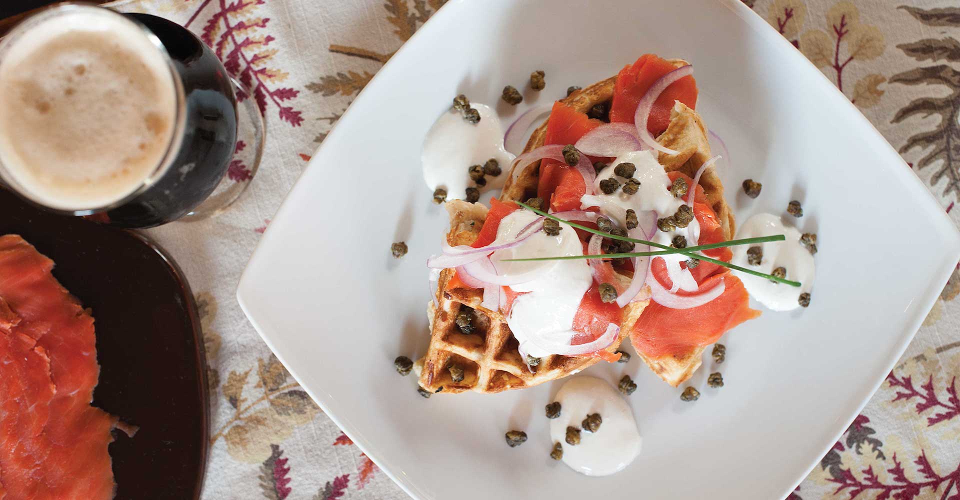 Brown Ale Waffles with Smoked Salmon Recipe