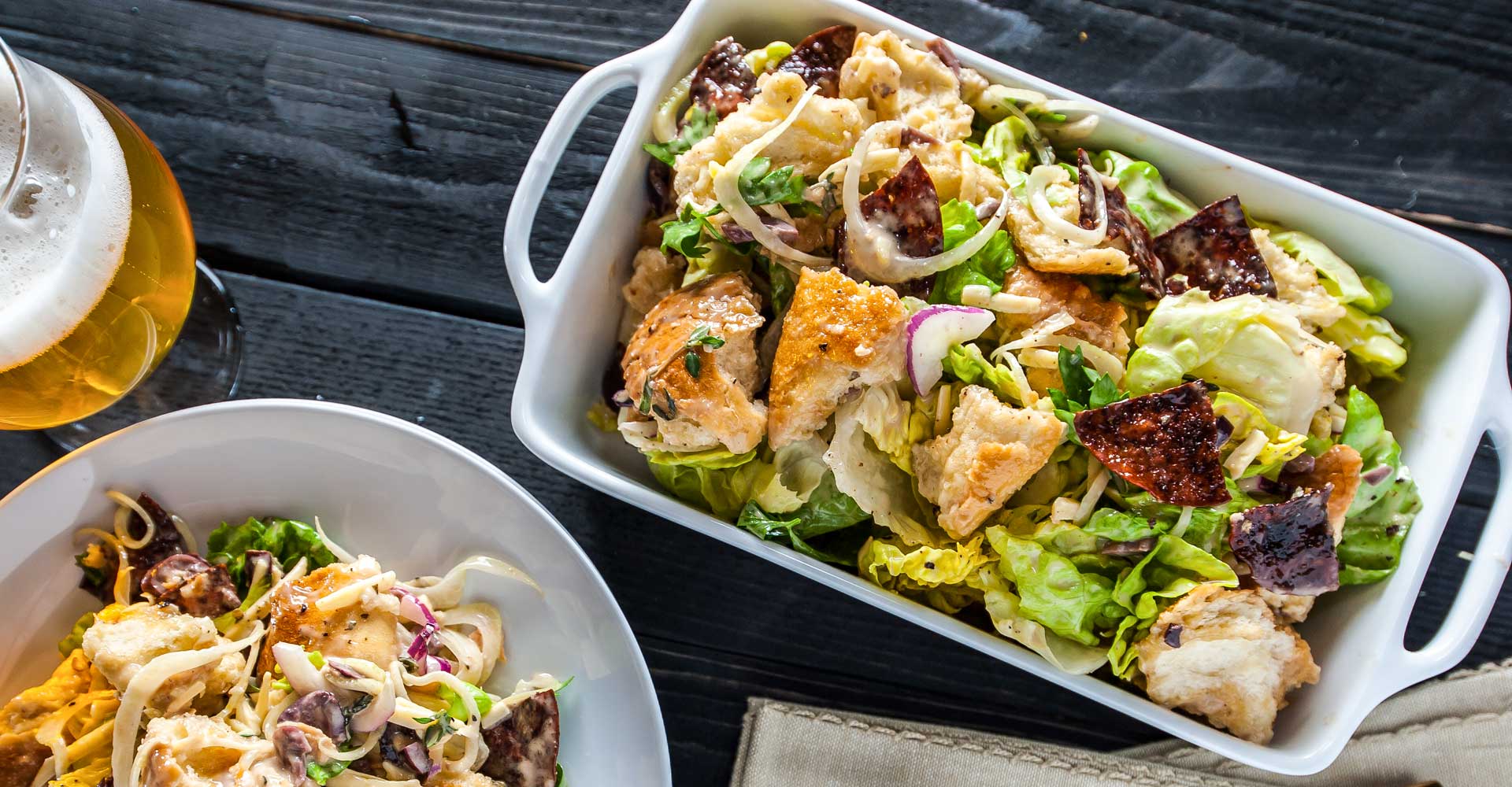 Fennel-Olive Panzanella with Gouda and Crispy Salami Recipe