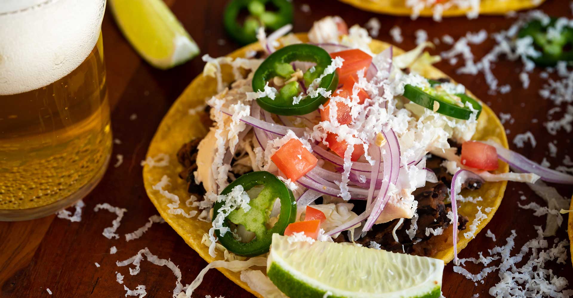 Cooking with Lager: Chicken Tostadas with Mashed Black Beans